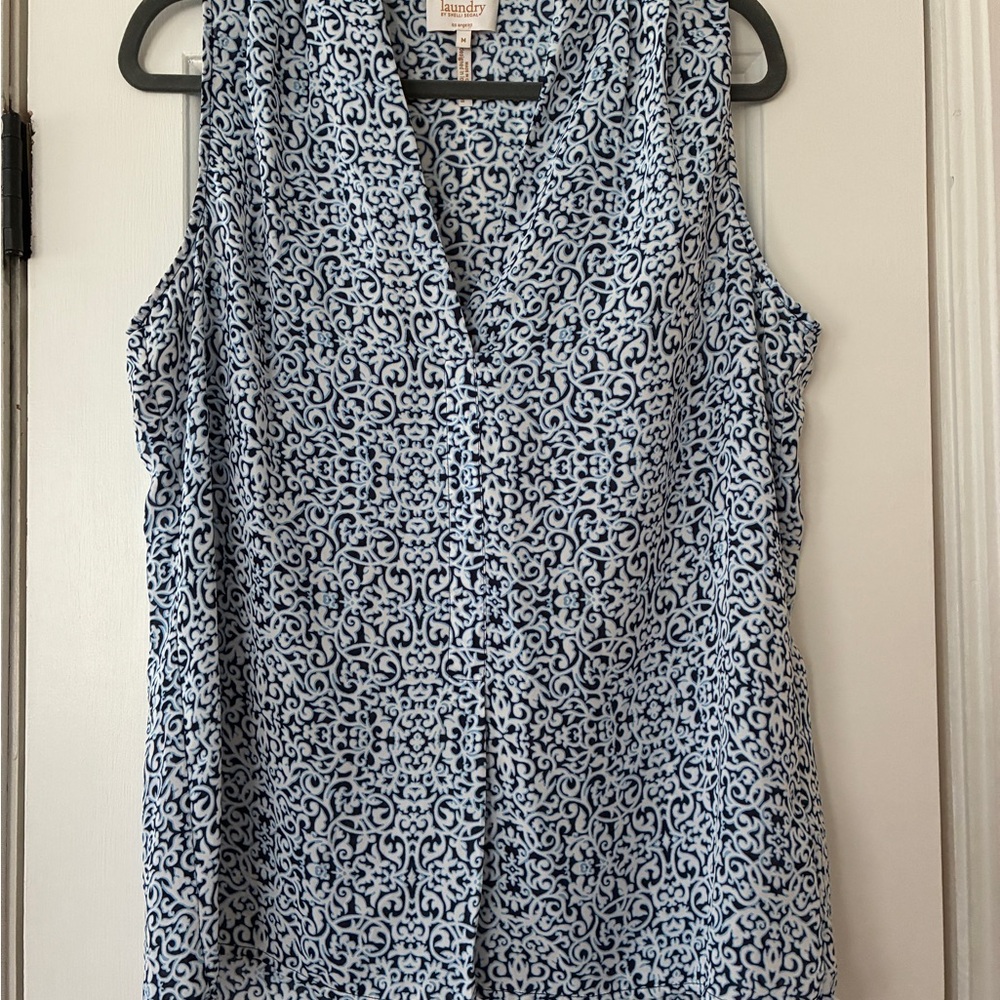 Laundry Blue Patterned Sleeveless Top